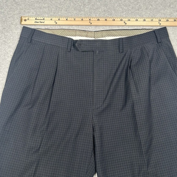 Ralph Lauren Dress Slack Pant Black Check Men Sz 38x32 Poly/Rayon Cuffed Pleated - Picture 5 of 8